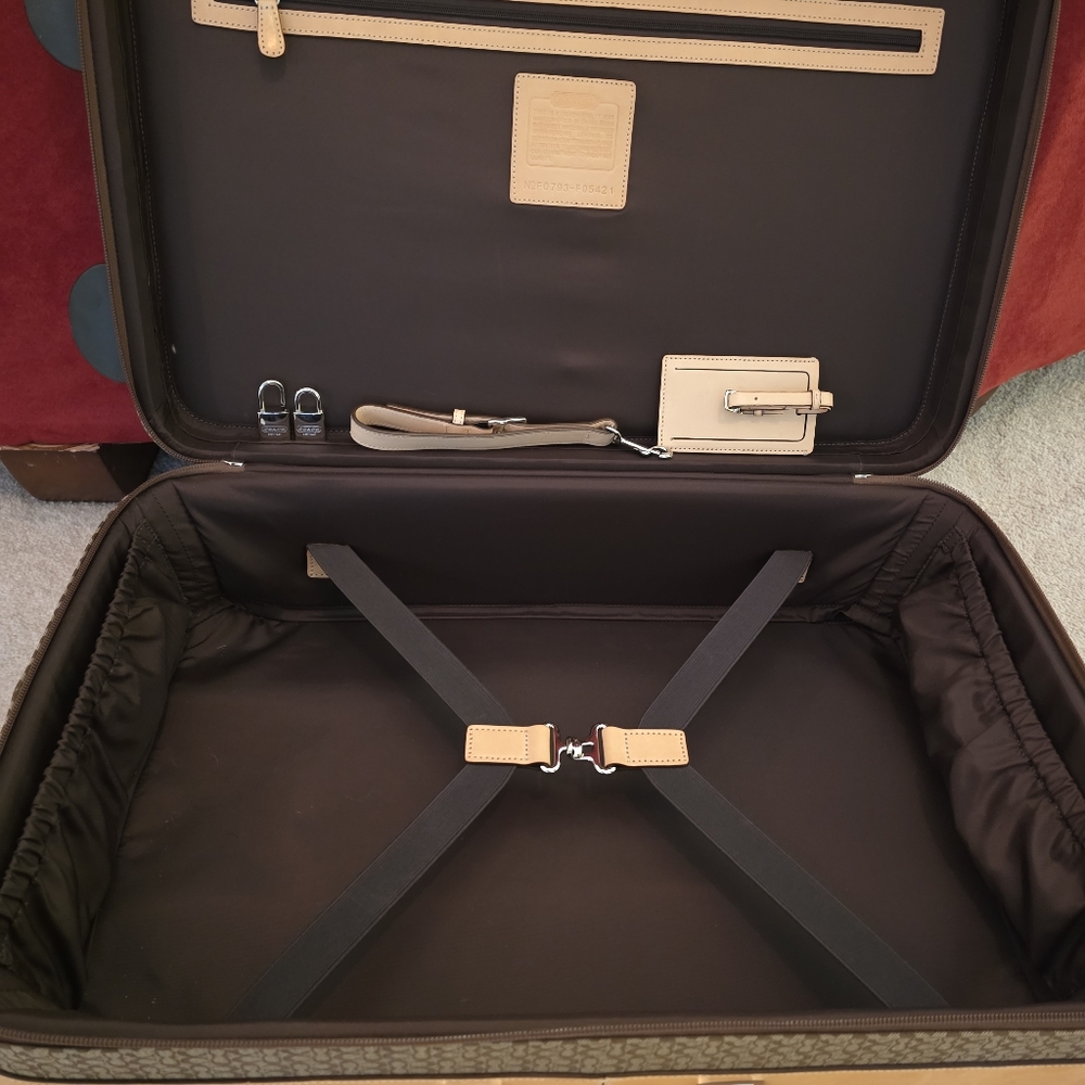 Coach Brown and Tan Rolling Suitcase - Picture 5 of 12